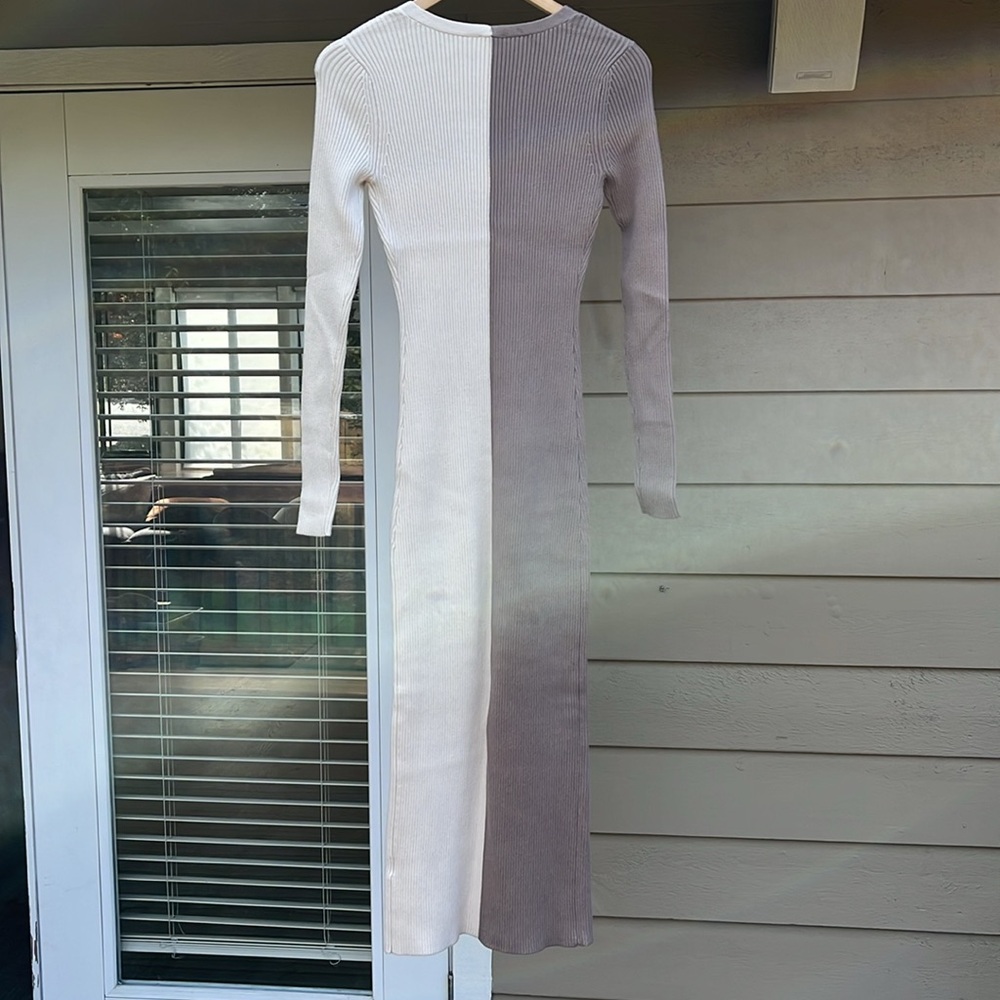 Split Color / Half & Half Spliced Midi Dress - Li… - image 7